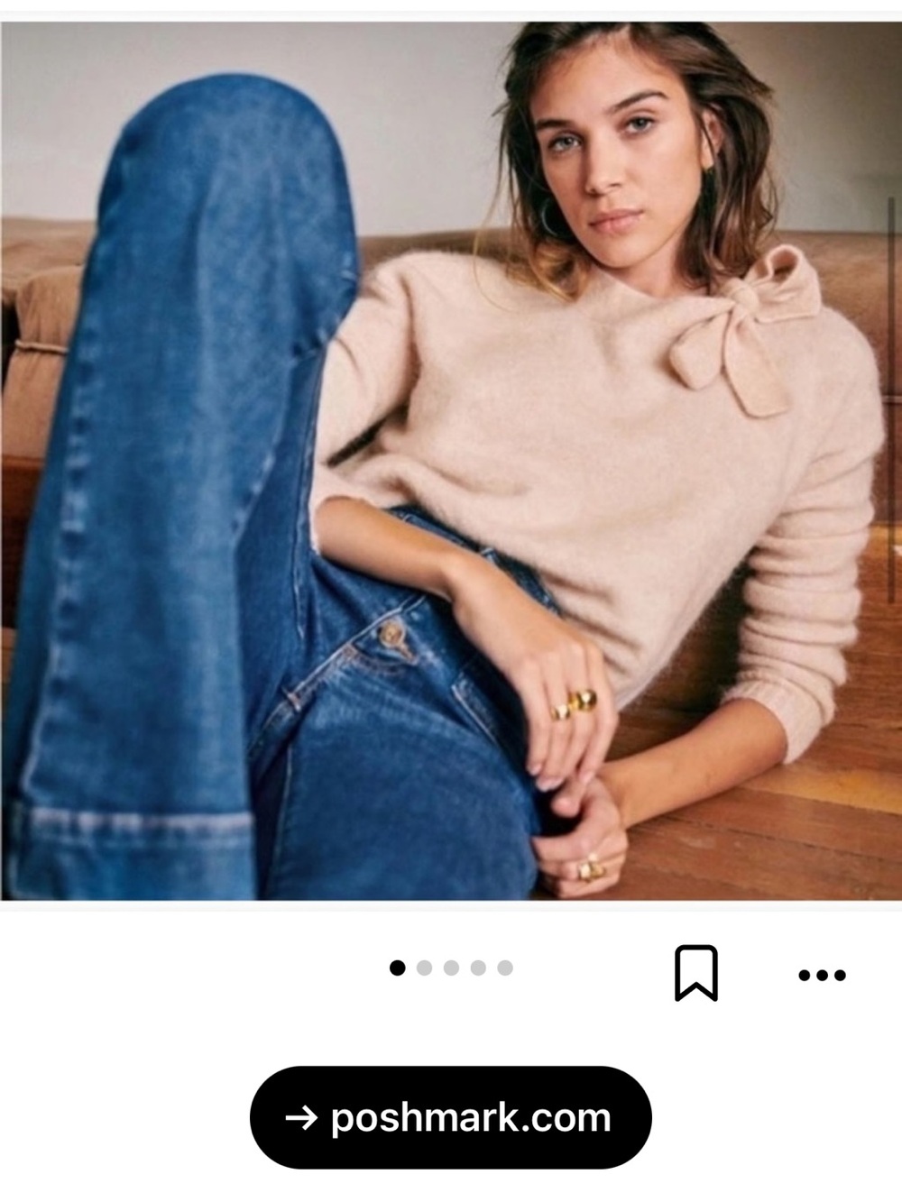 SEZANE Women's Bow-Accent Crewneck Sweater - Blush